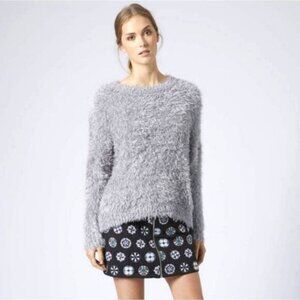 TOPSHOP Cozy Eyelash Fuzzy Crewneck Sweater w/ Sparkle Sz 4